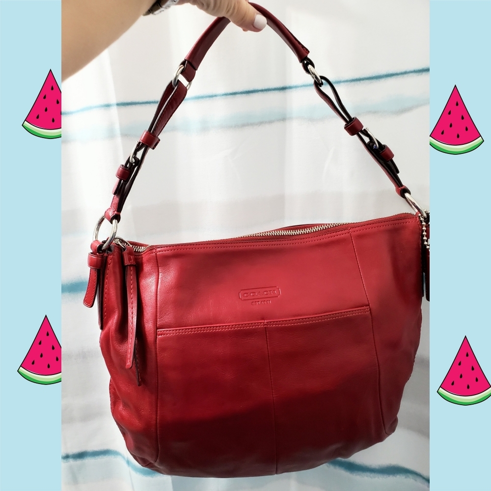 Coach Leather Bag. Red